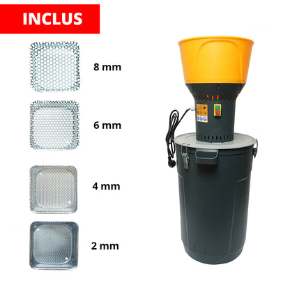 Electric grain mill 1.3 KW, 220V, 60L tank, 19000 rpm, capacity 350 Kg/h, 5 included screens