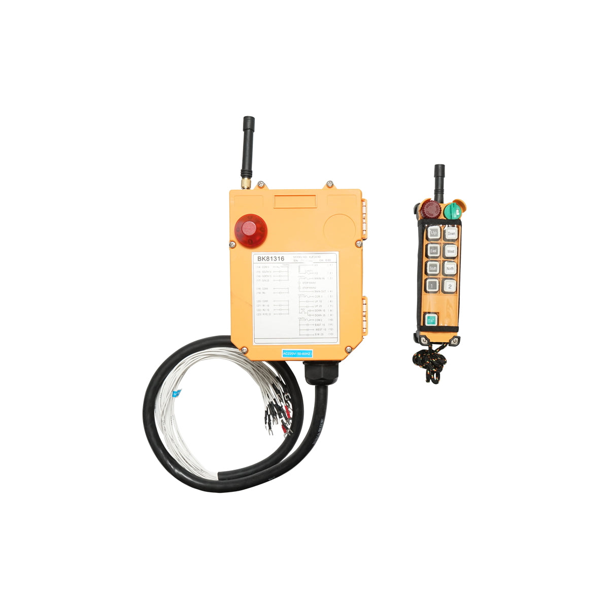 Wireless industrial remote control with 10 commands AC 220V and water protection Breckner Germany