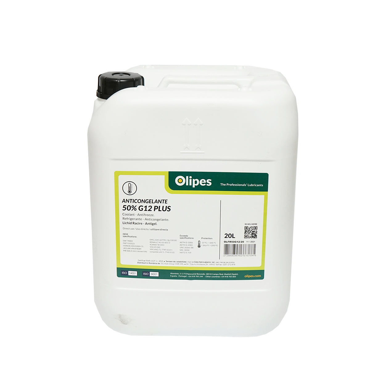 Organic antifreeze Olipes G12 Plus diluted 50/50 -35 degrees C 20L