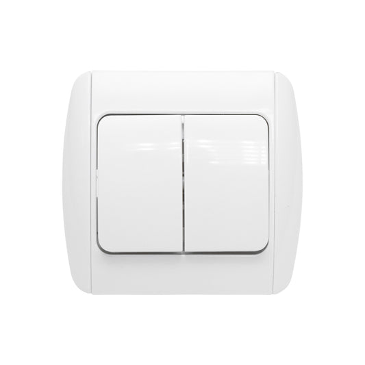 White double switch ST MAKEL 220V - 250V, 10A flush-mounted, ceramic