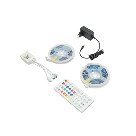 Smart LED strip 2x5m, 12V with remote control, voice control, bluetooth, USB application, 10m RGB Breckner Germany