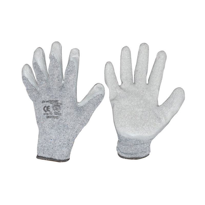 Gray rubberized cotton working gloves size 10 Breckner Germany