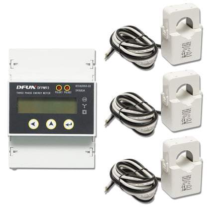 DFUN DFPM93 power relay, smart meter, three-phase 3x220-380V, 6400imp/Kwh with digital fuse, Split Core transformer 600V, 200A/5A, 50-60Hz