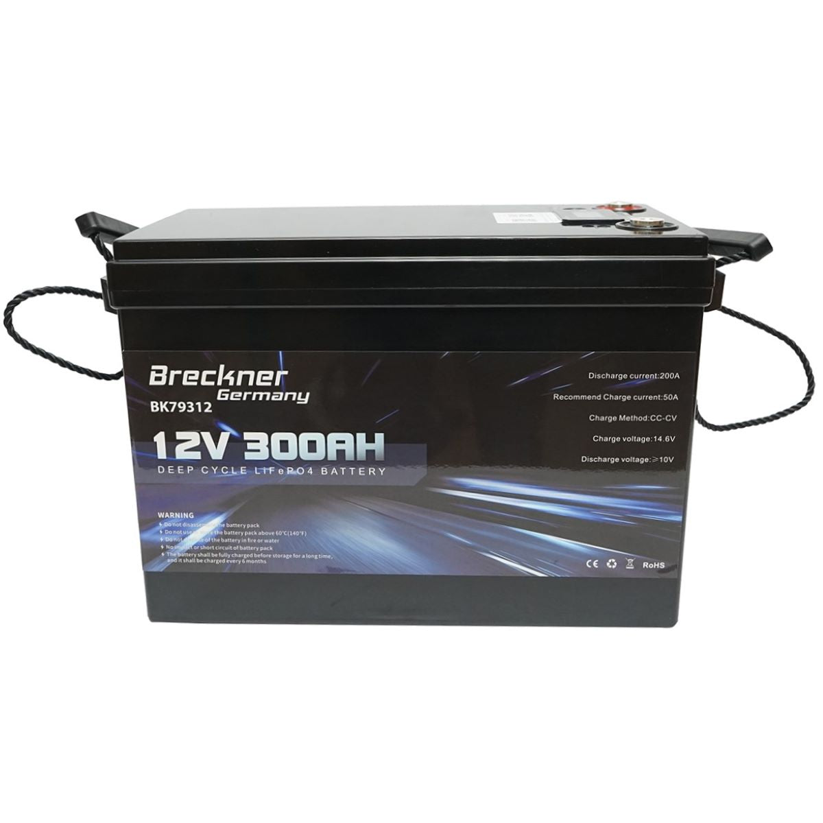 Li-ion LifePo4 Battery 12.8V, 300Ah (deep cycle) with BMS, LCD display and temperature protection Breckner Germany