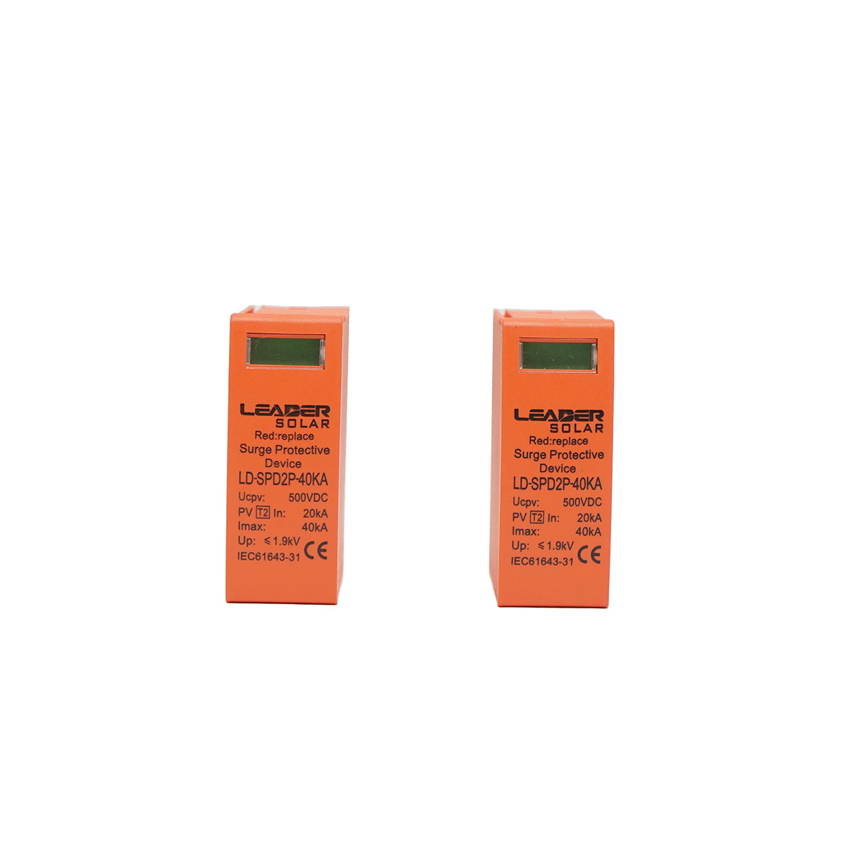 Set of 2 cartridges for DC surge protector SPD 2P-40KA 500V Leader