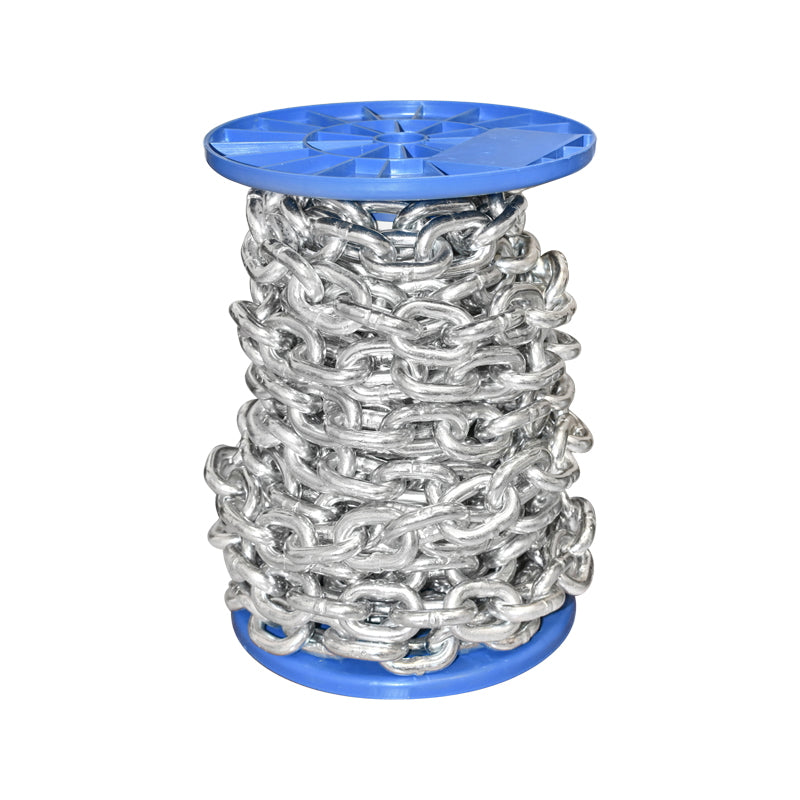 Electro-galvanized chain DIN766 fi10 10m/roll plastic drum
