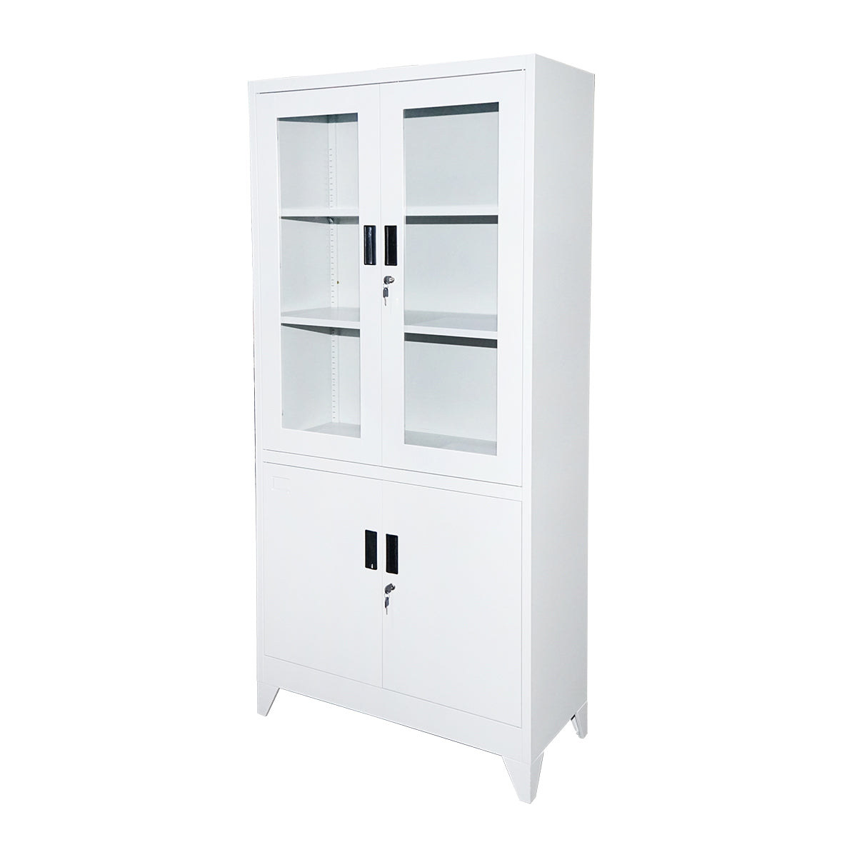 Metal cabinet with 2 glass doors and 2 secured solid doors 1900x900x400mm