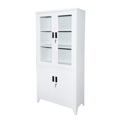Metal cabinet with 2 glass doors and 2 secured solid doors 1900x900x400mm