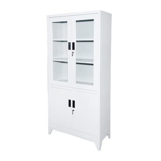 Metal cabinet with 2 glass doors and 2 secured solid doors 1900x900x400mm