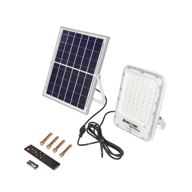 100W LED projector with 12W polycrystalline solar panel, LifePo4 battery 3.2V/12Ah, 6000K, 700lm with remote control IP66 Breckner Germany