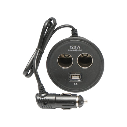 Triple adapter lighter for cup holder with 1m cable