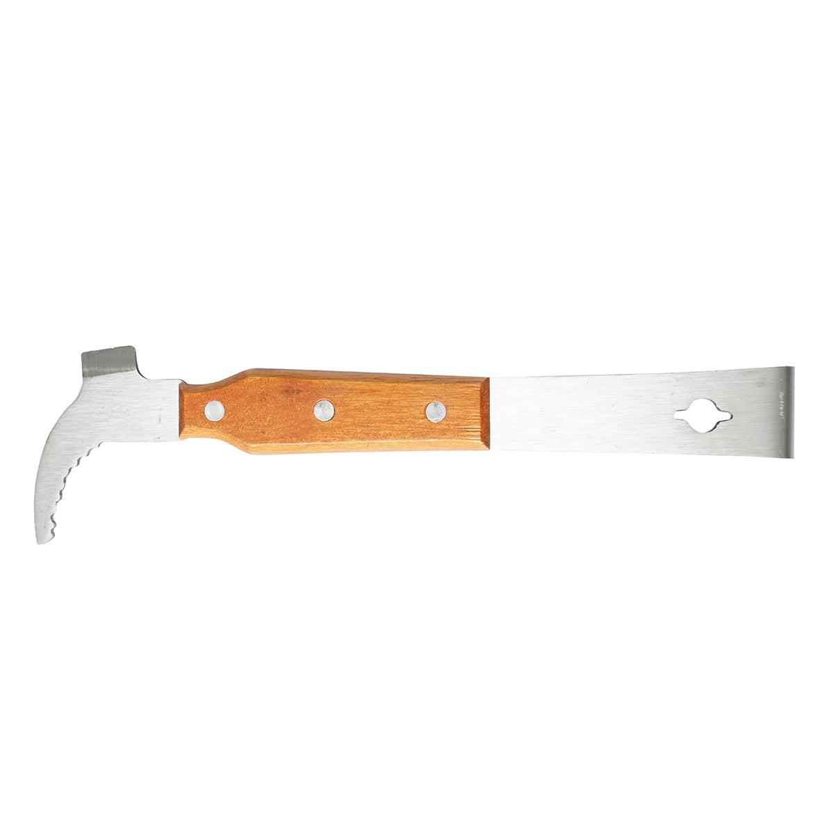 Stainless steel bee scraper with wooden handle and L-shaped ladder 260mm