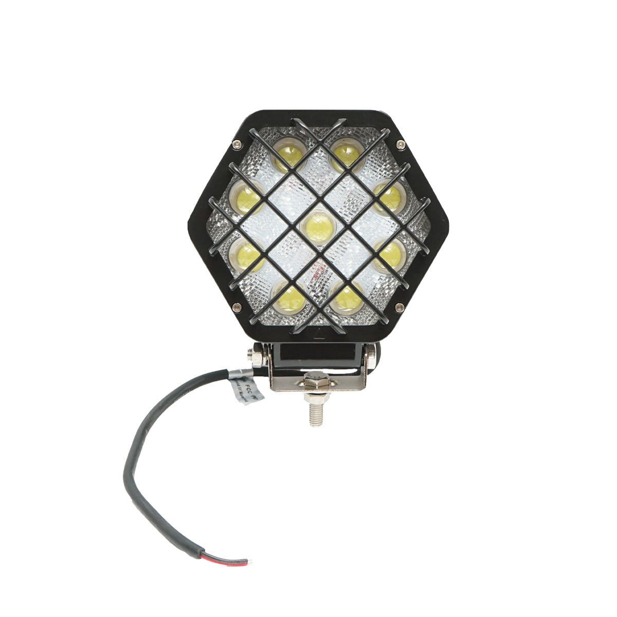 Hexagonal projector lamp with black metal grille, 9 LEDs, radiation angle 30, DC 10-80V 27W Breckner Germany