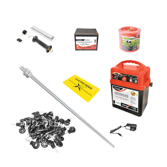 Electric fence kit 9-12V/220V, 1 Joule, 1000m wire length with a dry battery (non-rechargeable) 9V/90Ah Breckner Germany