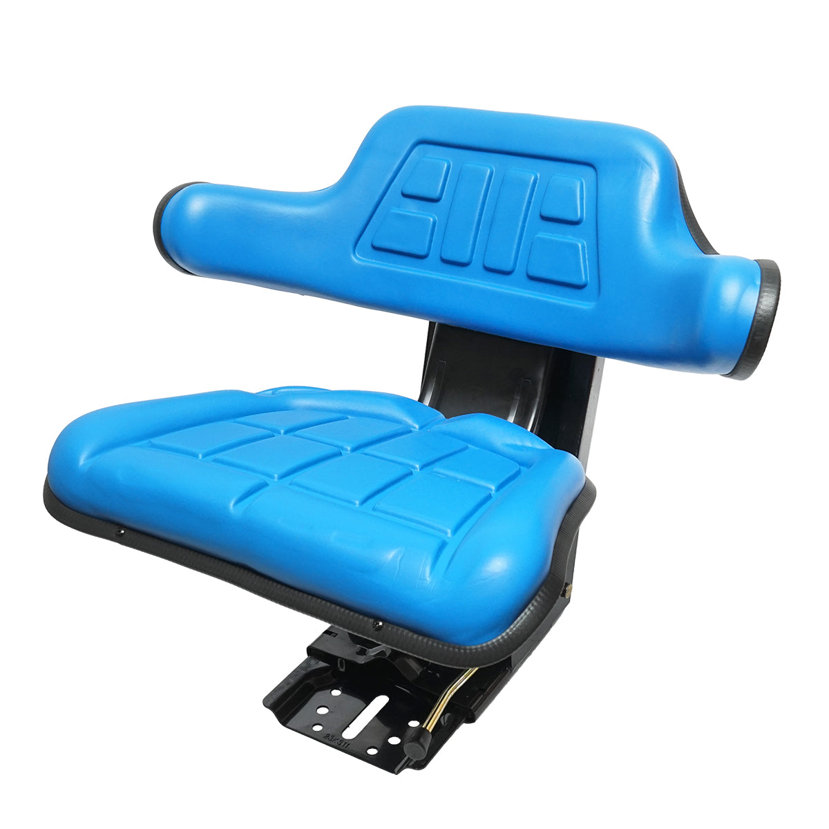 Blue tractor seat with triple adjustment and damper for UTB U-445 and U-650