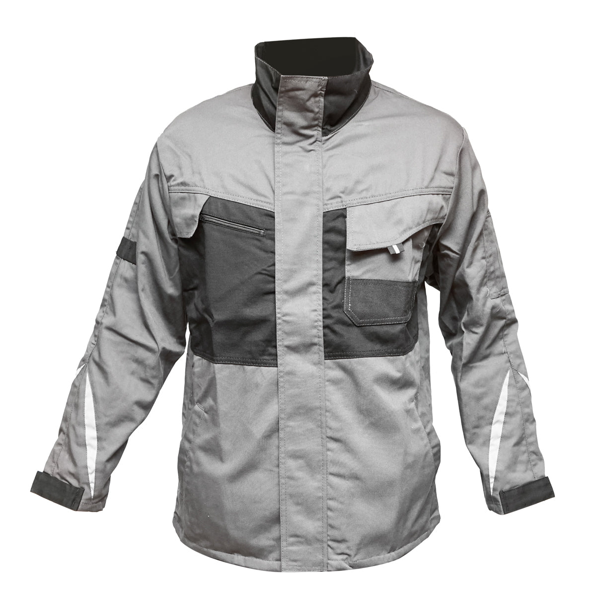 Work jacket, polyester with cotton, gray with black, XXL Breckner Germany