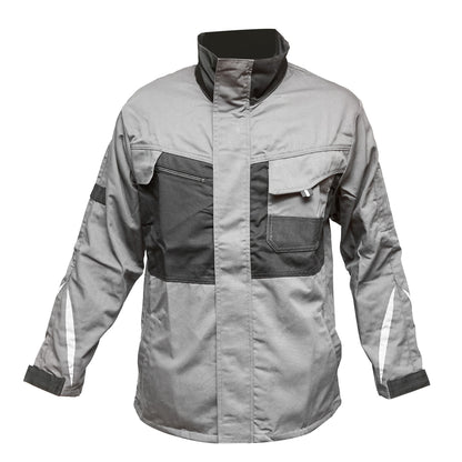 Work jacket, polyester with cotton, gray with black, XXL Breckner Germany