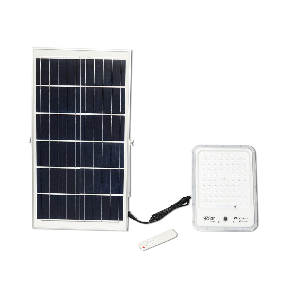 20W LED lamp with 2 MP CCTV camera, wifi, and 35W solar panel, 3.2V/30Ah battery