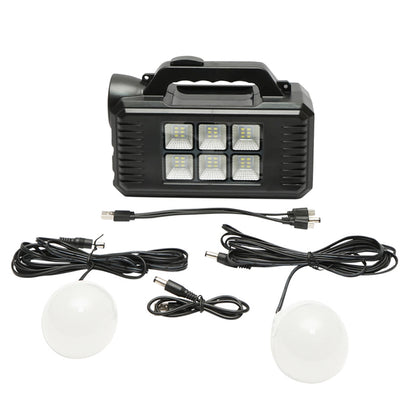Portable LED lighting kit with 2 bulbs/projector, solar panel and 4000 mAh battery for fishing camping GD-8077