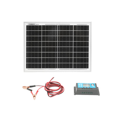 20W monocrystalline photovoltaic solar panel 400x300x17mm, 12/24V 10Ah charge controller, 1.5/2m cable Breckner Germany