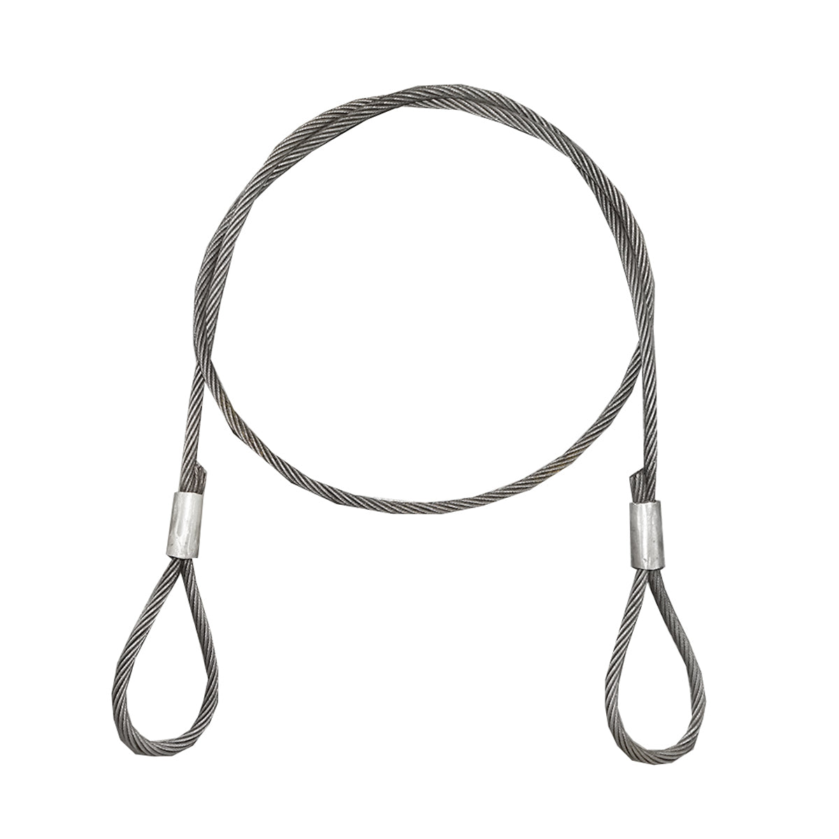 Steel cable/winch rope with a thickness of 18mm and a length of 4m with rings for towing or lifting