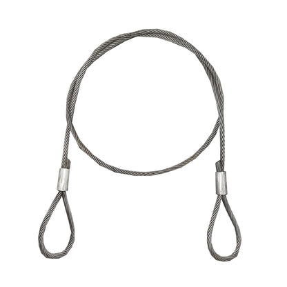 Steel cable/winch rope with a thickness of 18mm and a length of 4m with rings for towing or lifting