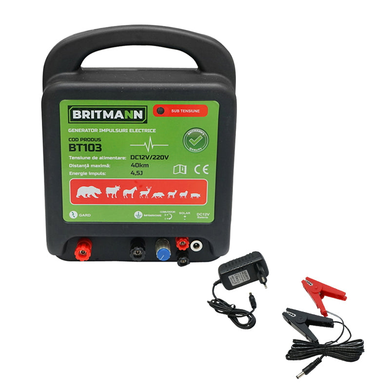 DC impulse generator 12/220V, 4.5 Joules 40km for electric fence BRITMANN