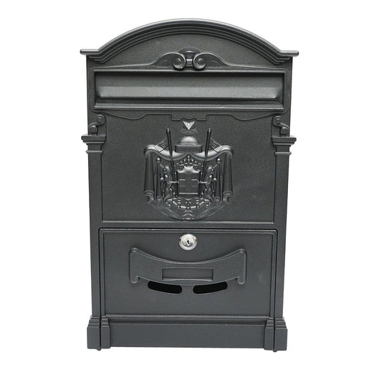 Everest mailbox, anthracite black 410X260X90mm with 2 keys and mounting accessories