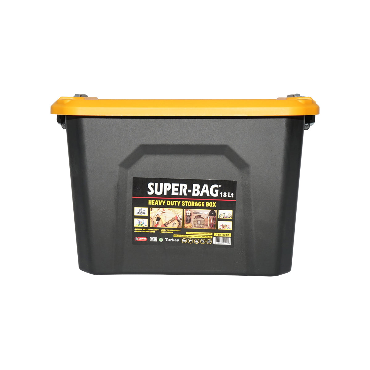 Box, heavy duty storage box 18L with lid, yellow 385x295x260mm Breckner Germany