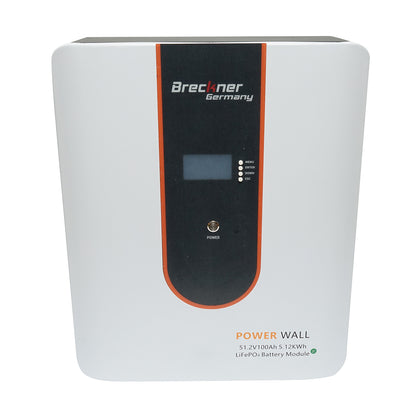 Li-ion LifePo4 battery 5.12KWA, 51.2V, 100Ah with BMS, Bluetooth, LCD display and temperature protection Breckner Germany