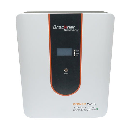 Li-ion LifePo4 battery 5.12KWA, 51.2V, 100Ah with BMS, Bluetooth, LCD display and temperature protection Breckner Germany