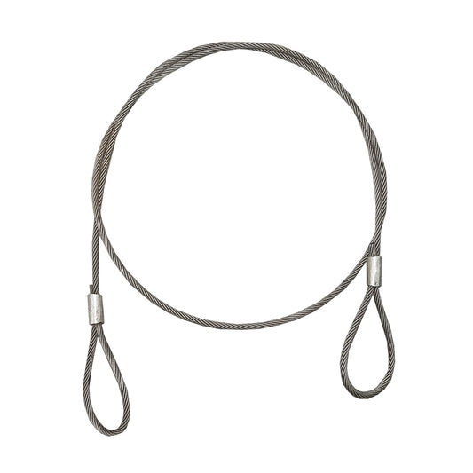 Steel winch cable/string with a thickness of 14mm and a length of 4m with rings for towing or lifting