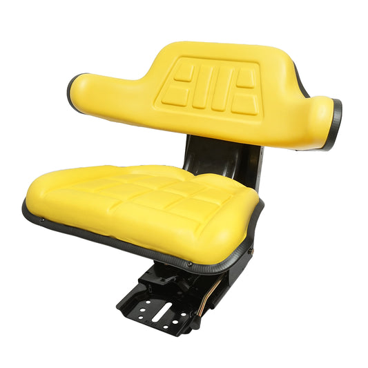 Yellow tractor seat with triple adjustment and shock absorber for UTB U-445 and U-650