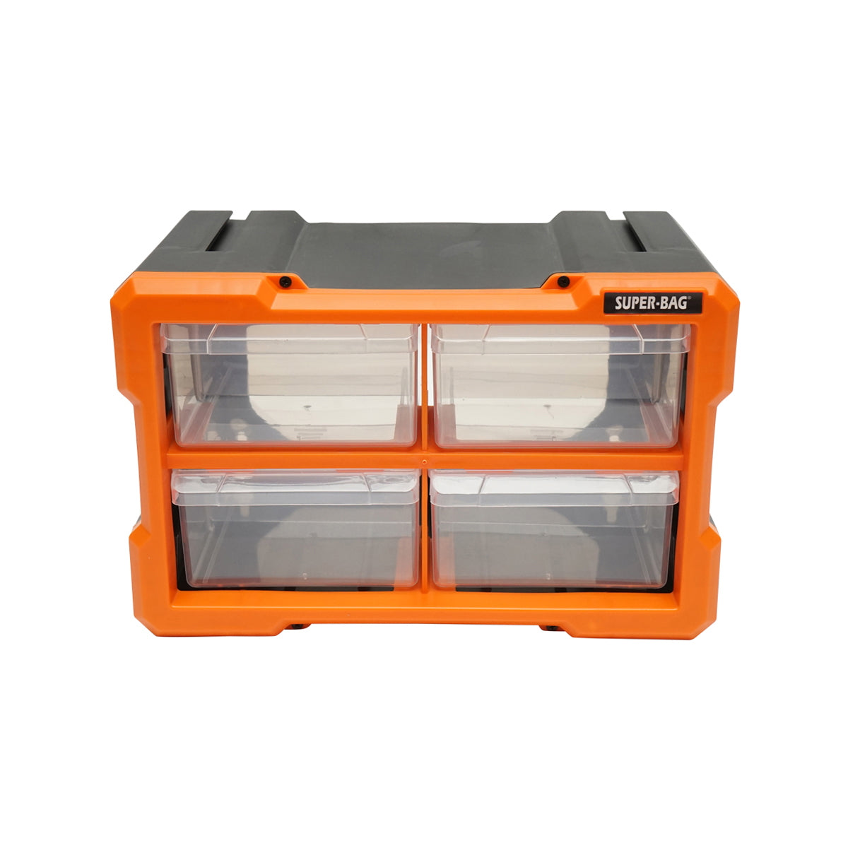 Modular orange plastic storage box, 4 drawers 158x266x170mm Breckner Germany