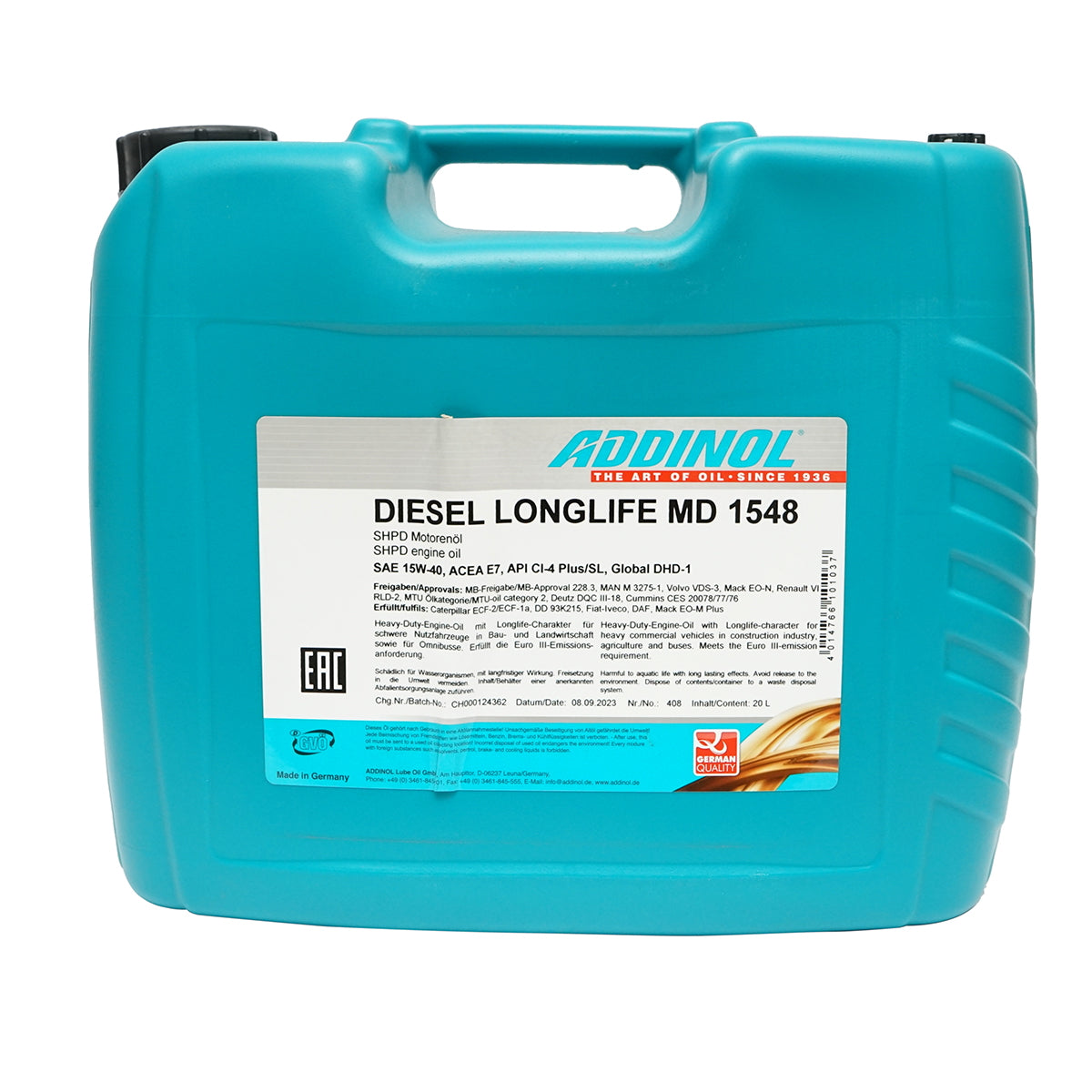 20L Longlife MD1548 15W40 Addinol oil for diesel engines