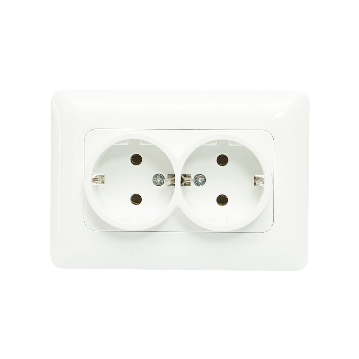 White double Schuko socket with grounding ST 220V - 250V, 16A recessed