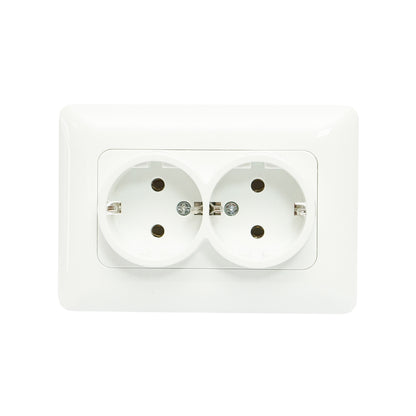 White double Schuko socket with grounding ST 220V - 250V, 16A recessed
