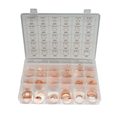 Copper washer set Ø 3.5-30mm 580 pieces