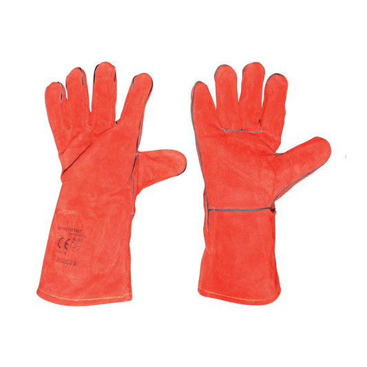 Red split leather welding gloves size 14 Breckner Germany
