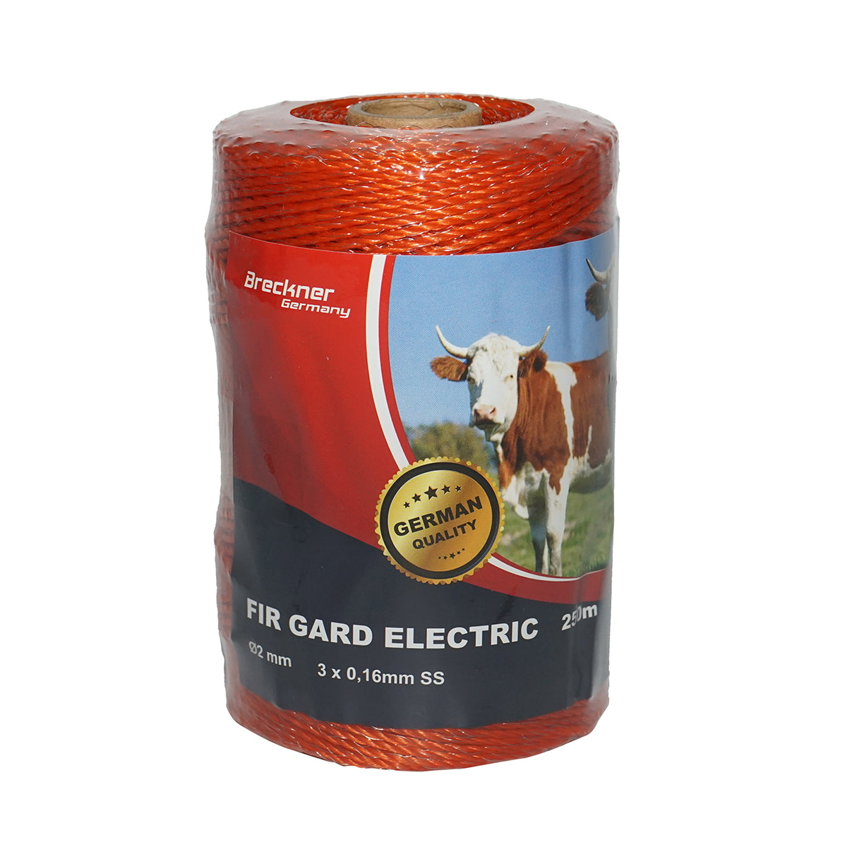 Roll of wire 250m 2mm 3x0.16mm SS orange electric fence Breckner Germany