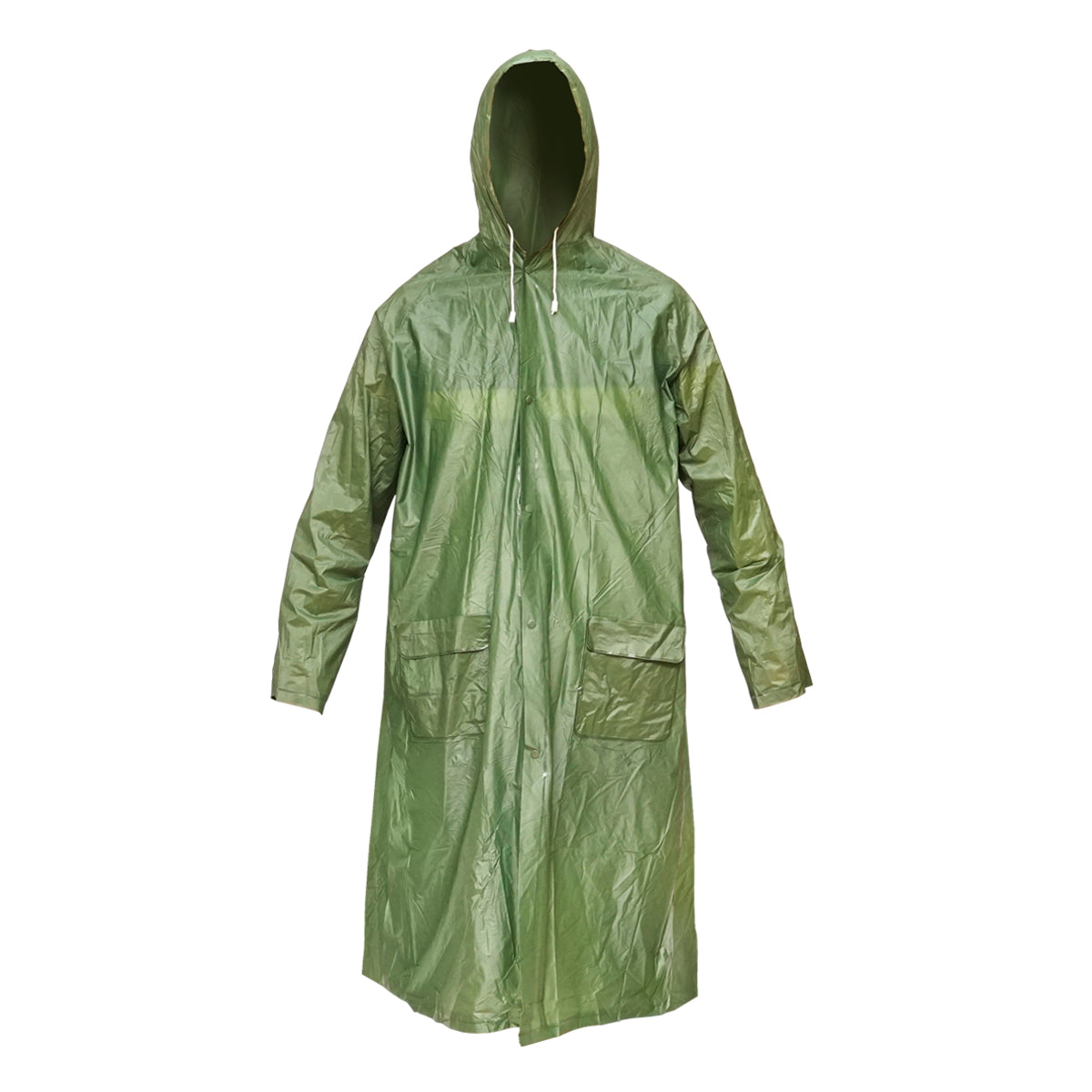 XL waterproof hooded poncho made of PVC, 2 pockets, snap closure, dark green Breckner Germany