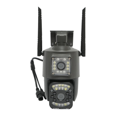 Dual lens 4G & WIFI surveillance camera, P2P 1080P, PTZ with motion sensor, human detection and V380 Pro application