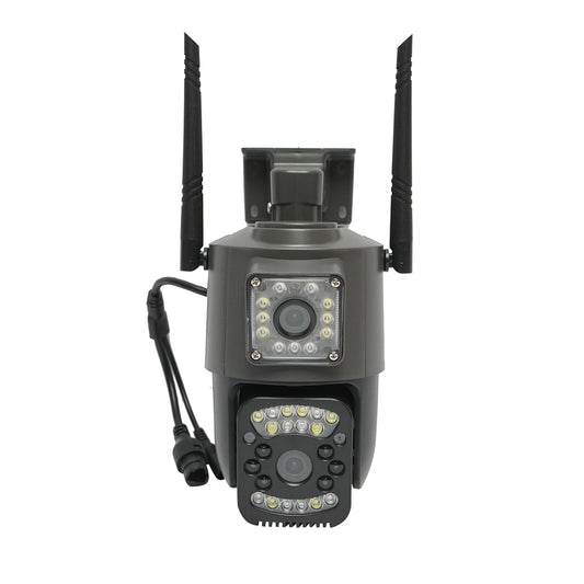 Dual lens 4G & WIFI surveillance camera, P2P 1080P, PTZ with motion sensor, human detection and V380 Pro application