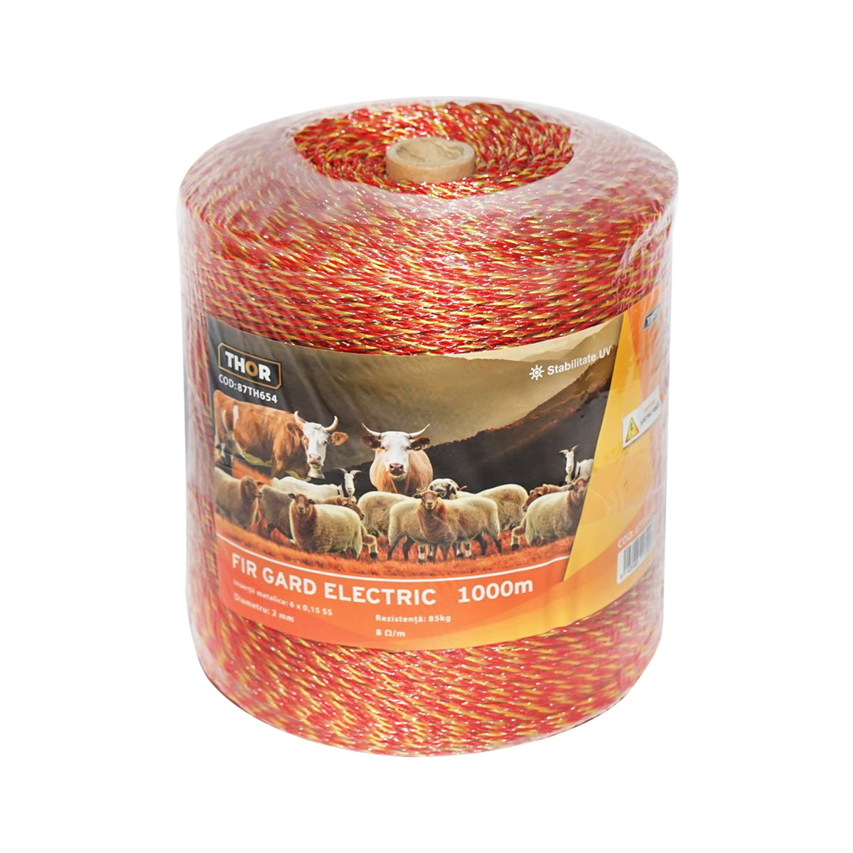 Role of yellow-red wire with 2mm metal insert 6x0.15mm SS, resistance 8 Ohm/m, 1000m electric fence Thor