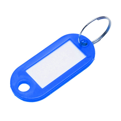 Blue keychain with label