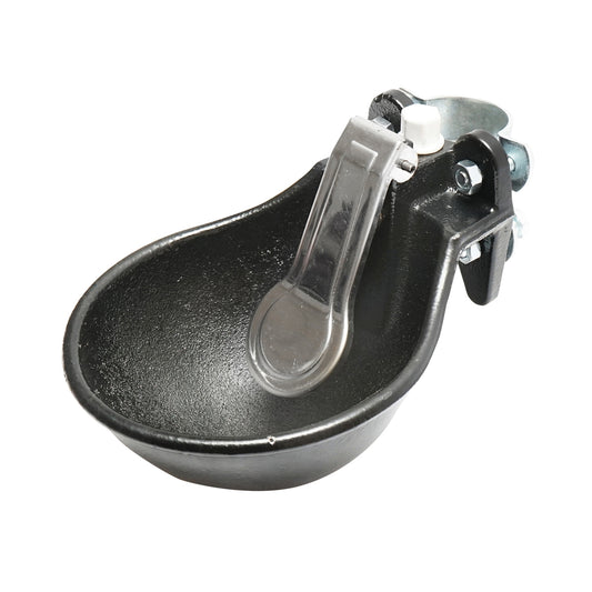 Cast iron waterer 1.5L with stainless steel tongue and mounting accessories for cows or horses