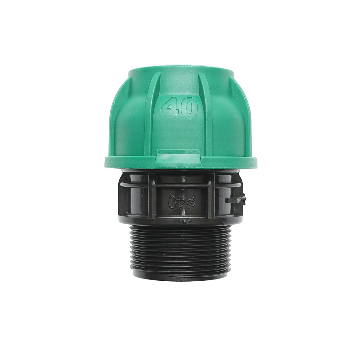 Compression connector with external thread D40mmx1-1/2 inch, PN10 bar for irrigation systems
