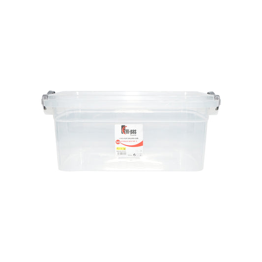 7.5L storage box with a plastic lid, transparent 220x340x140mm