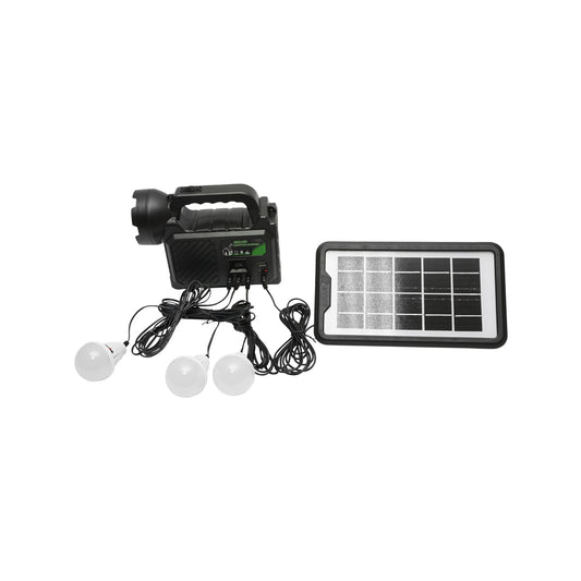 Portable LED lighting kit with 3 bulbs/projector, solar panel, and 3.7V, 5500Ah battery for fishing camping GD-P30