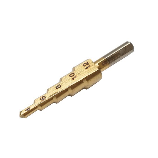 Cone drill in 5 steps 4-12mm made of steel 4241 HSS for metal, aluminum, wood, plastic, brass Crownman